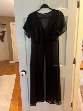 Express Sheer Black Swim Cover-up with Flutter Sleeves